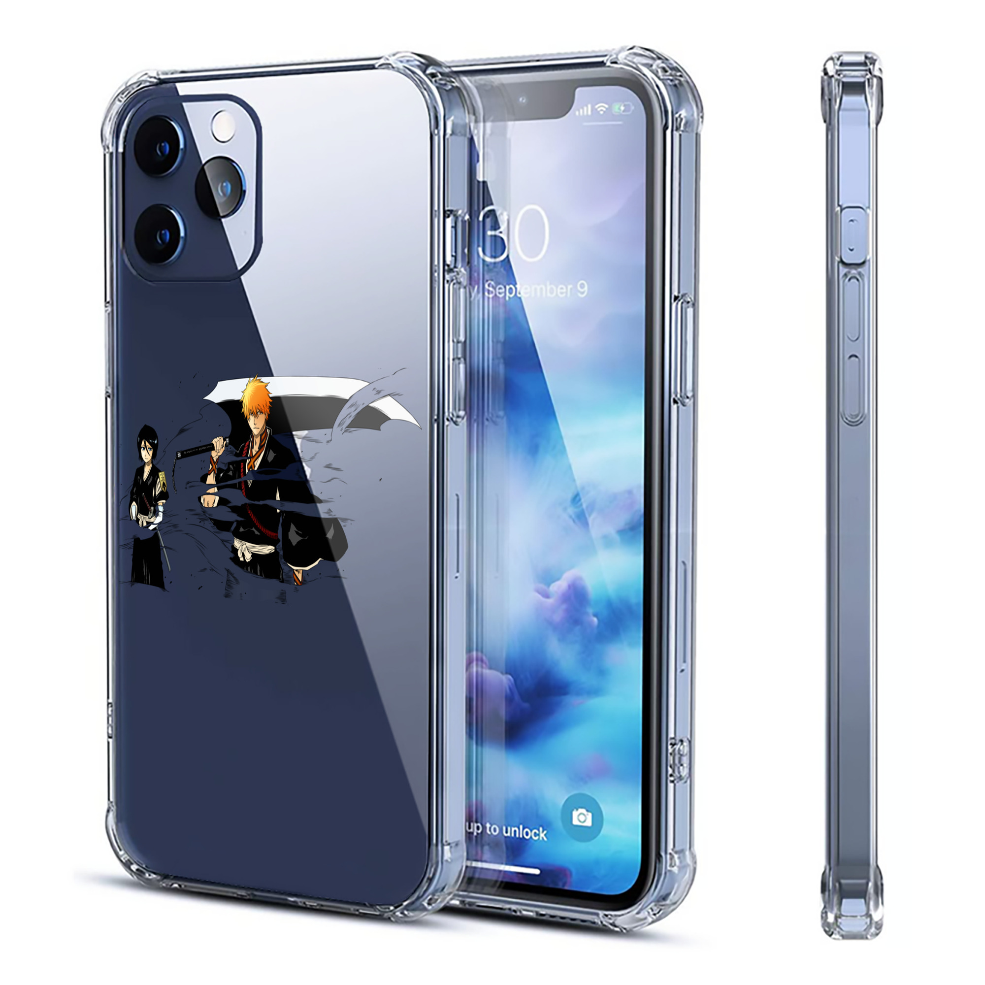 ブリーチ 黒崎一護（くろさき いちご）BLEACH Kurosaki Ichigo 【iPhone 12シリーズ対応】透明スマホケース（クリアソフトケース）
